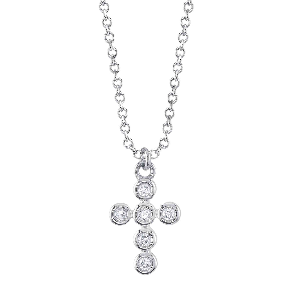0.08Ct 14K W/G Diamond Bezel Cross Necklace
