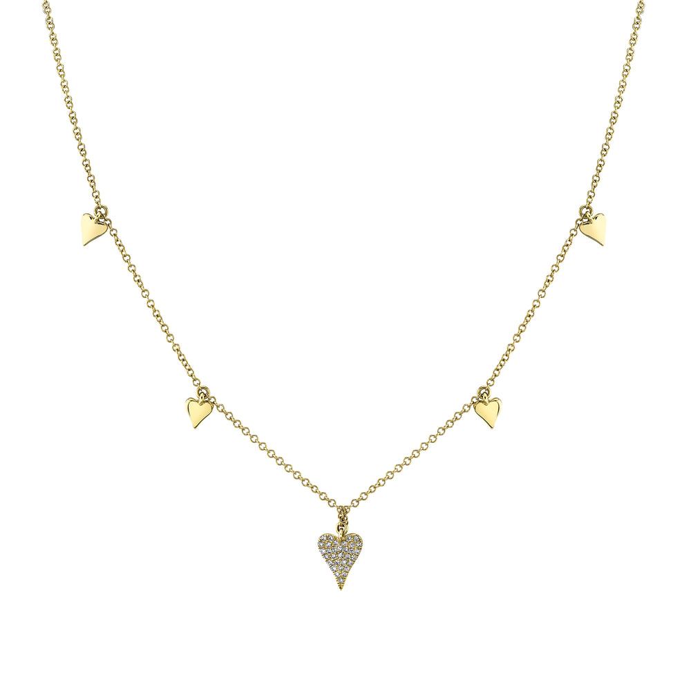 0.07Ct 14K Y/G Diamond Pave Heart Necklace