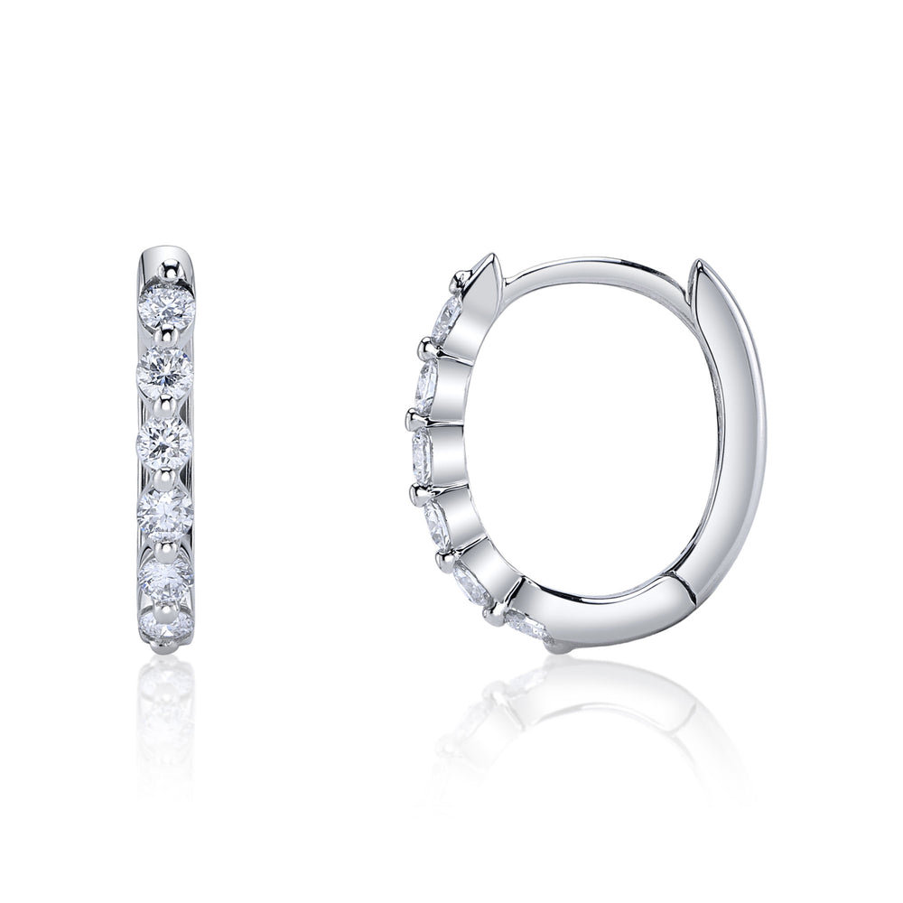 0.26Ct 14K W/G Diamond Oval Huggie Earring