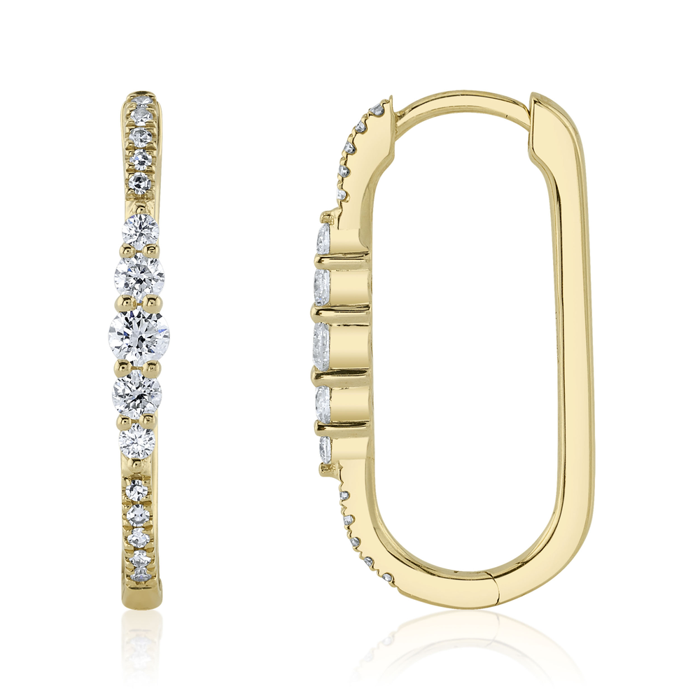 0.29Ct 14K Y/G Diamond Oval Hoop Earring