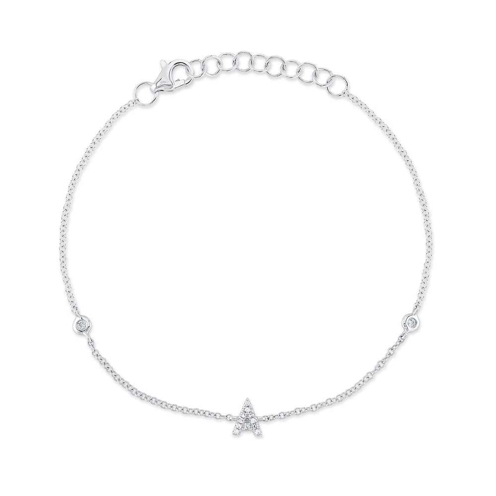 0.05Ct 14K W/G Diamond Bracelet - Initial A