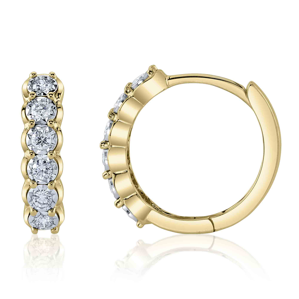 0.23Ct 14K Y/G Diamond Huggie Earring