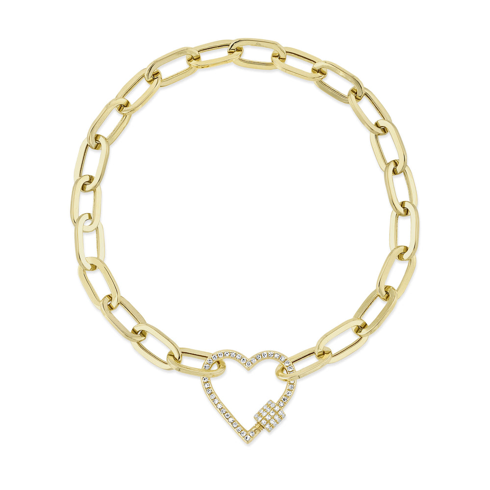 0.20Ct 14K Y/G Diamond Heart Paper Clip Link Bracelet