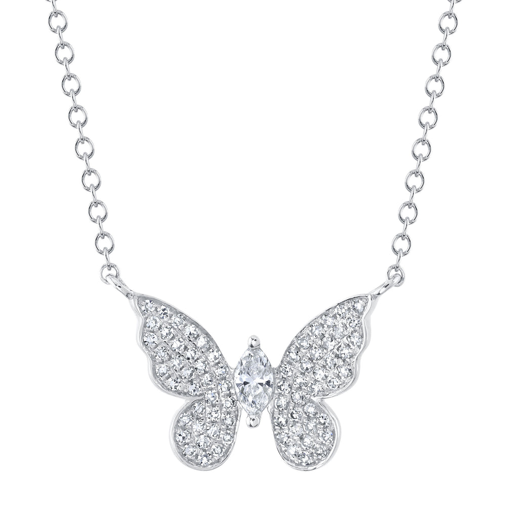 0.23Ct 14K W/G Diamond Marquise Butterfly Necklace