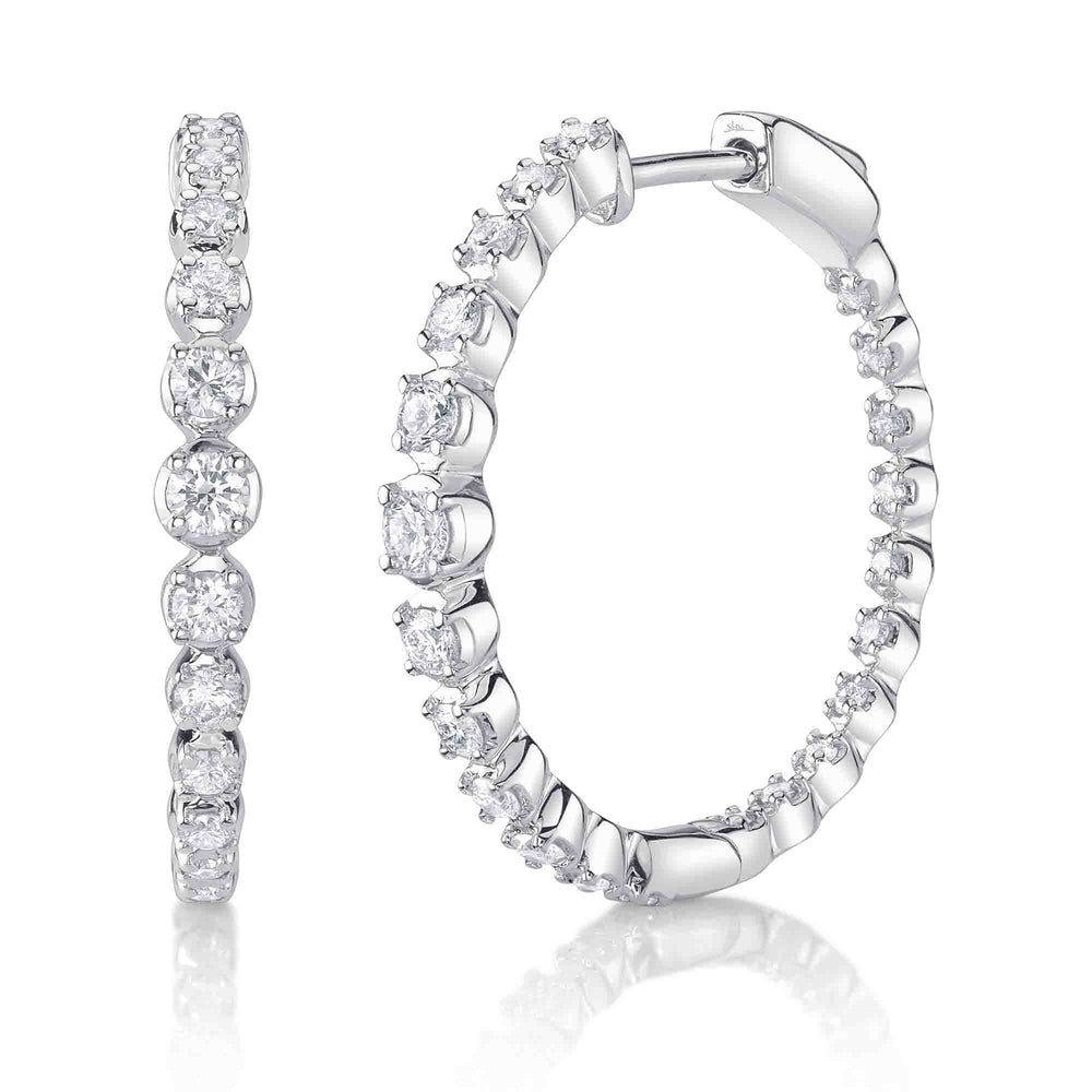 0.84Ct 14K W/G Diamond Crown Setting Hoop Earring