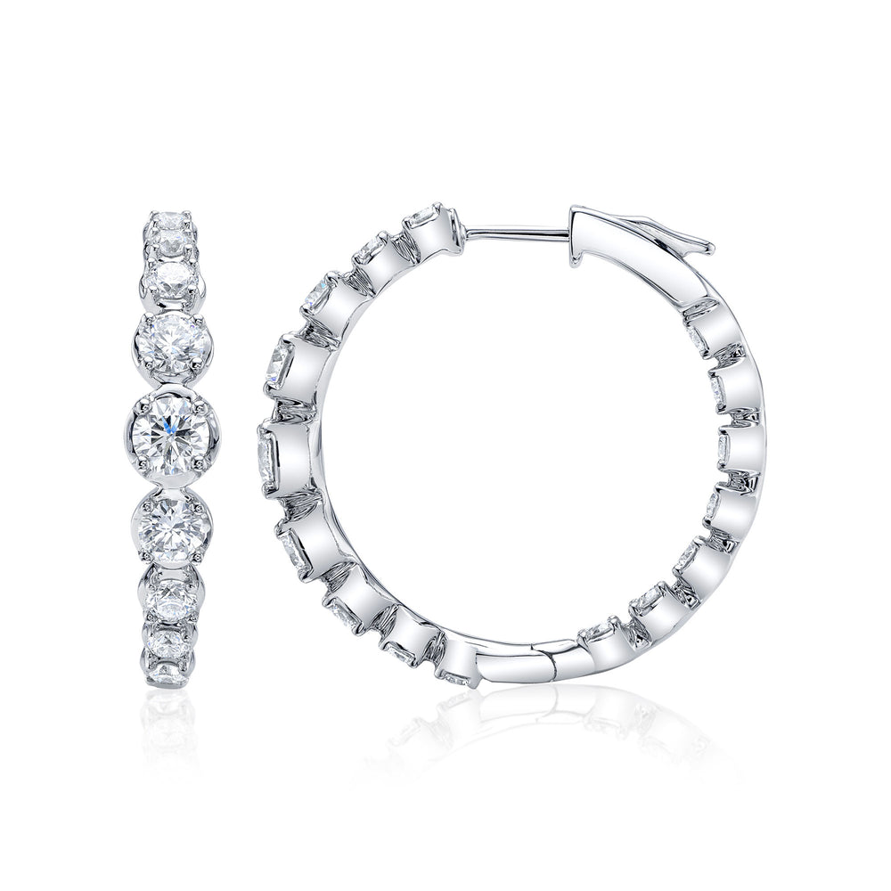 3.63Ct 14K W/G Diamond Crown Setting Hoop Earring