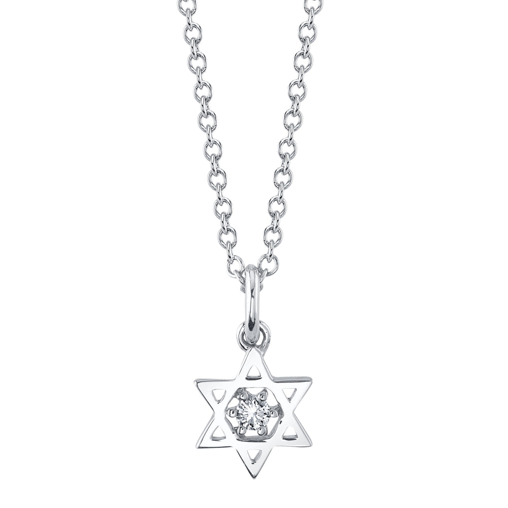 0.03Ct 14K W/G Diamond Star Of David Necklace