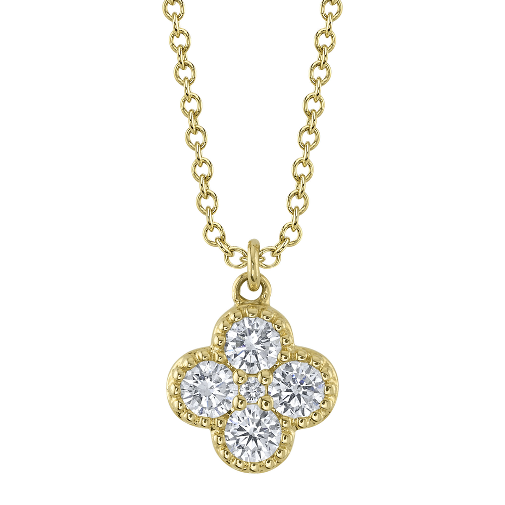 0.33Ct 14K Y/G Diamond Clover Necklace