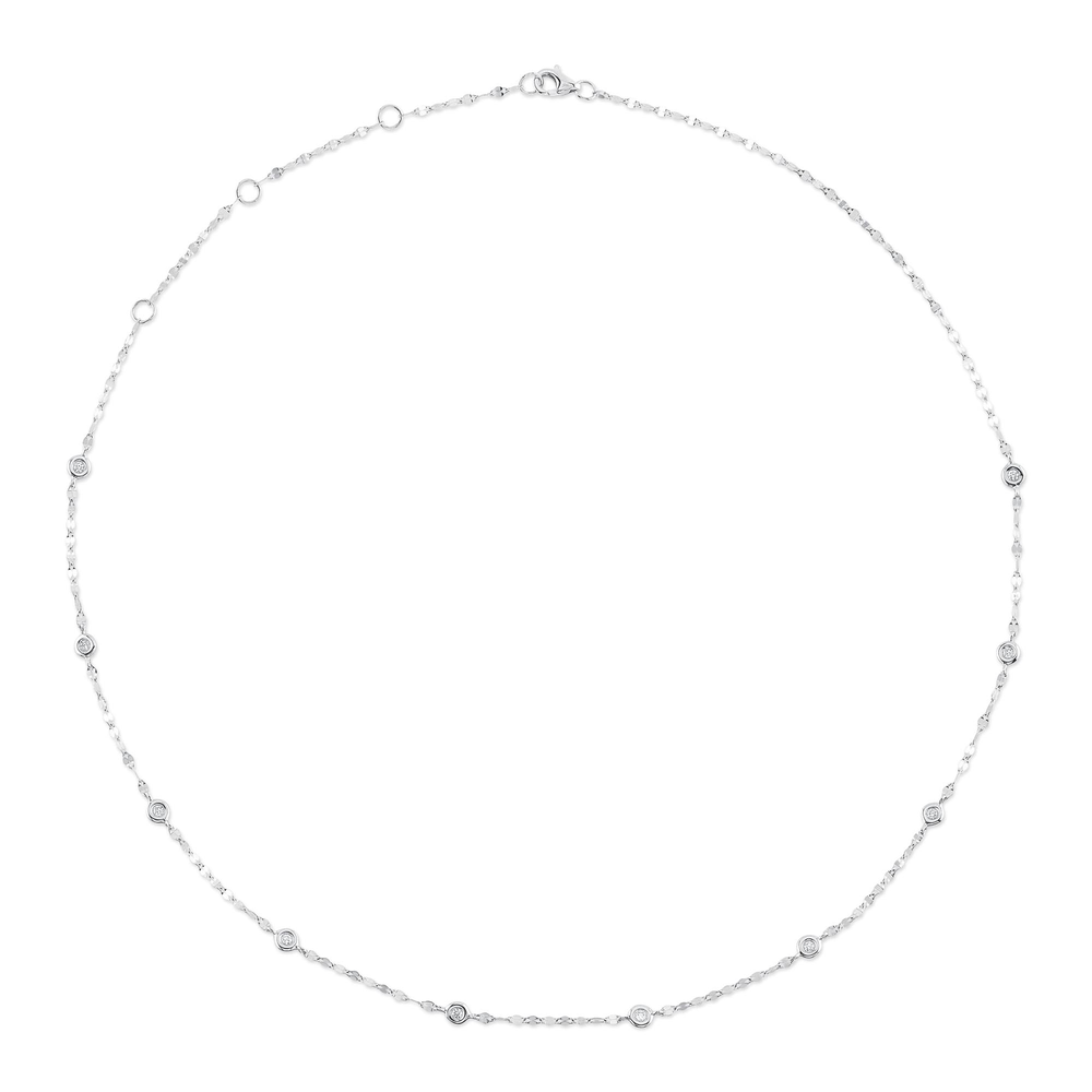 0.20Ct 14K W/G 18" Diamonds By The Yard Sparkle Chain Necklace