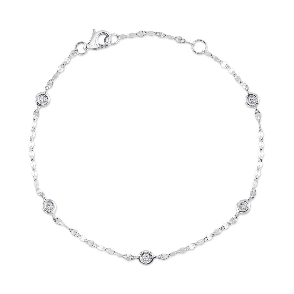 0.10Ct 14K W/G 7" Diamonds By The Yard Sparkle Chain Bracelet