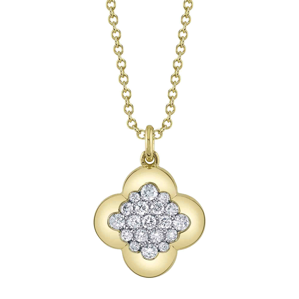 0.29Ct 14K Y/G Diamond Clover Necklace