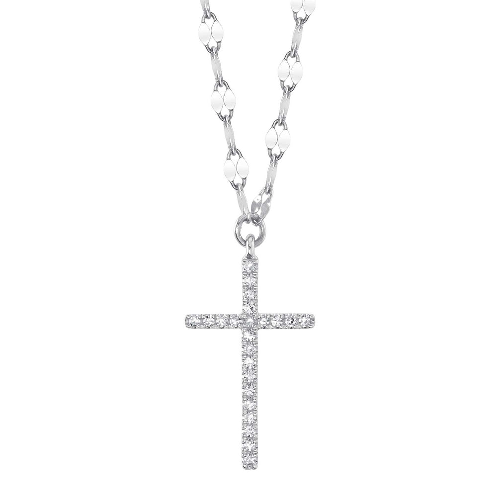 0.06Ct 14K W/G Diamond Cross Sparkle Chain Necklace