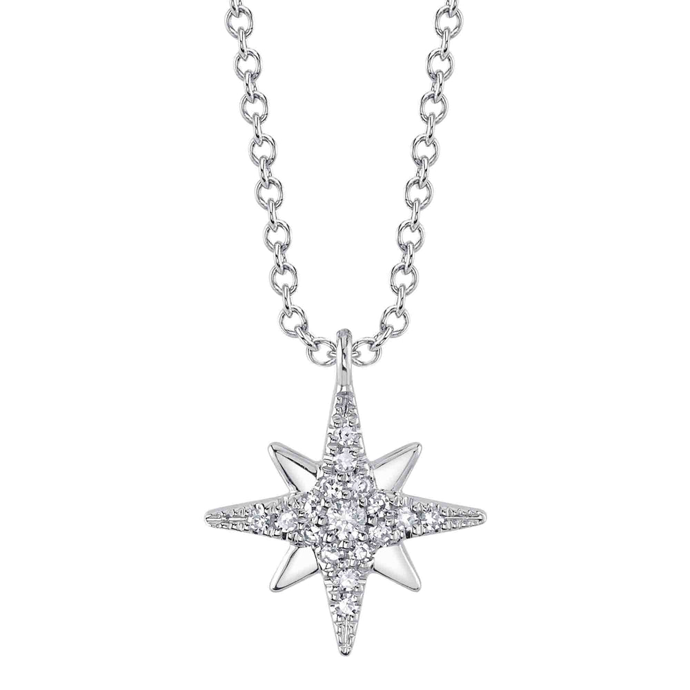 0.06Ct 14K W/G Diamond North Star Necklace