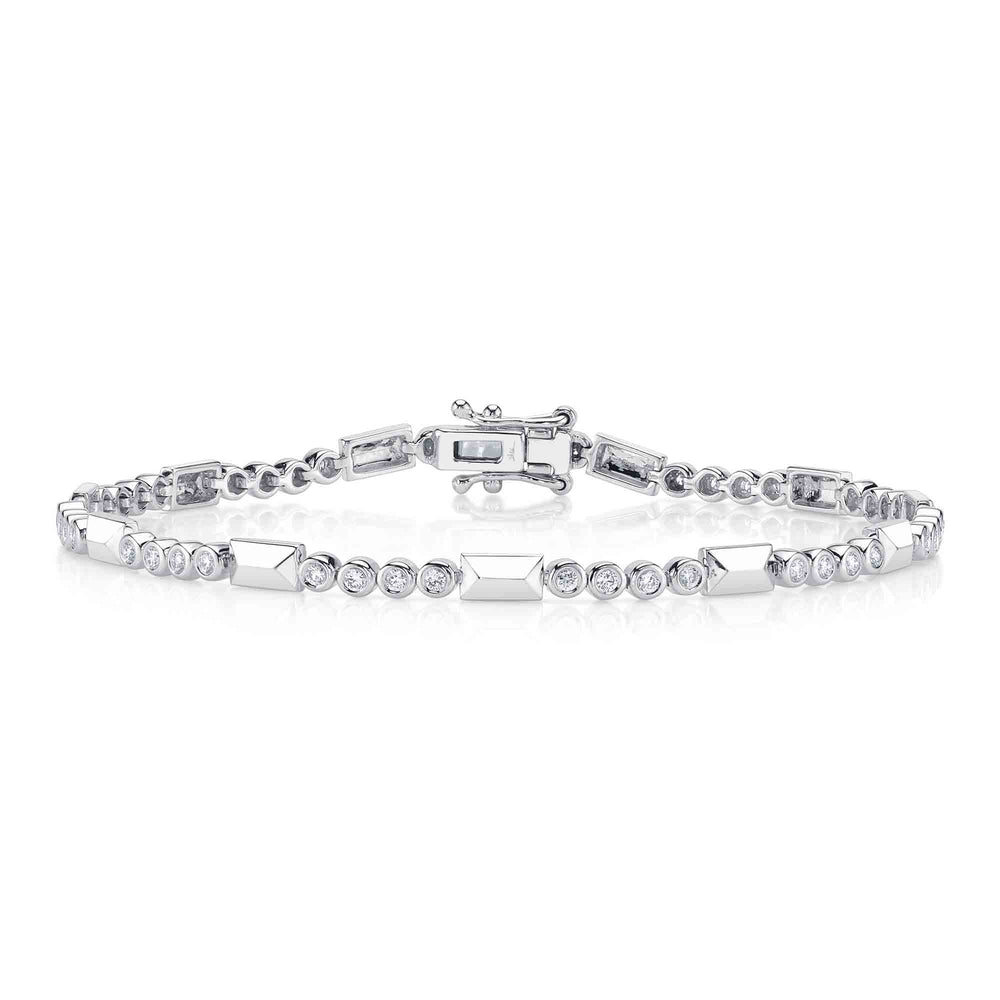 0.54Ct 14K W/G Diamond Bezel Geo Cut Bracelet