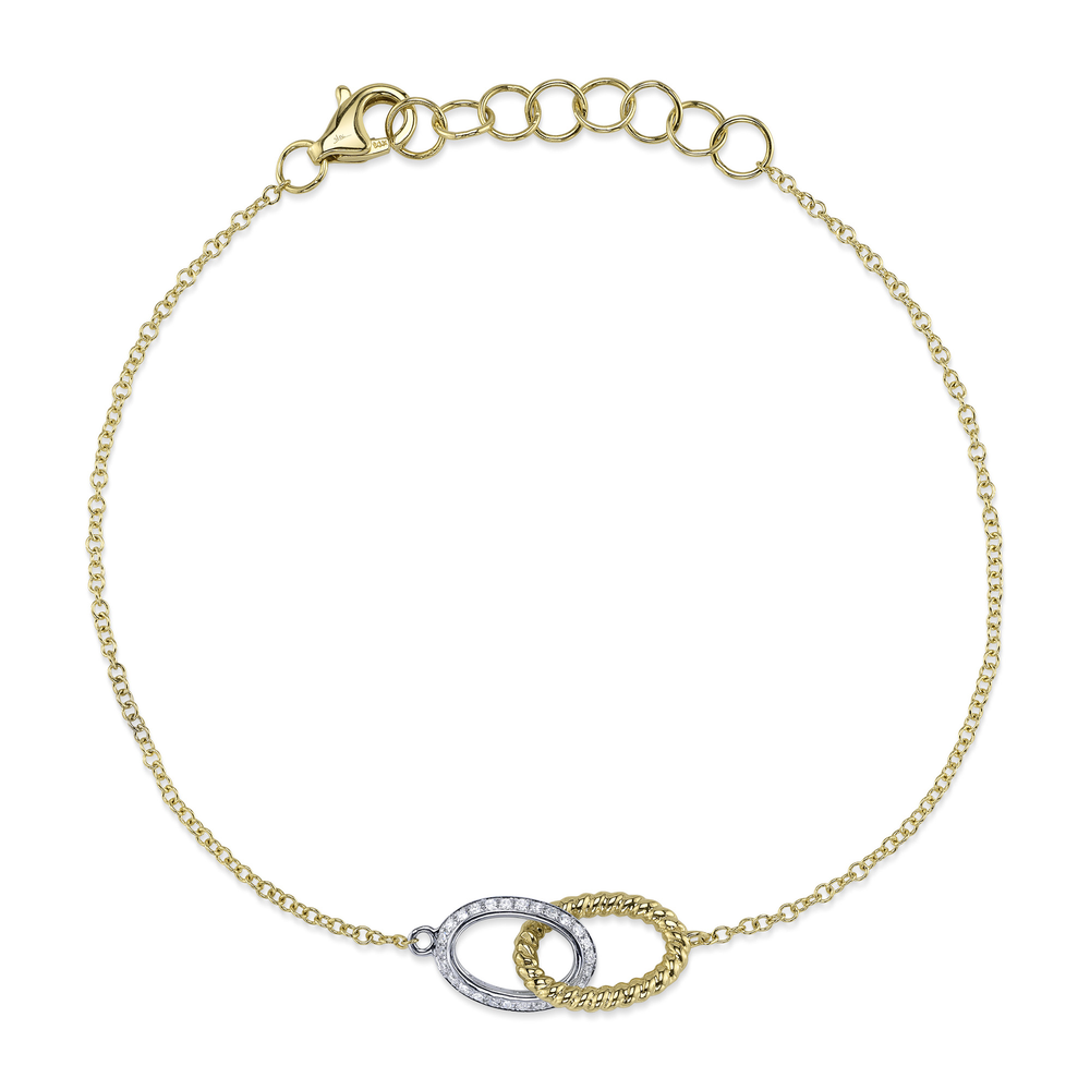 0.11Ct 14K2T Y/W Diamond Oval Bracelet