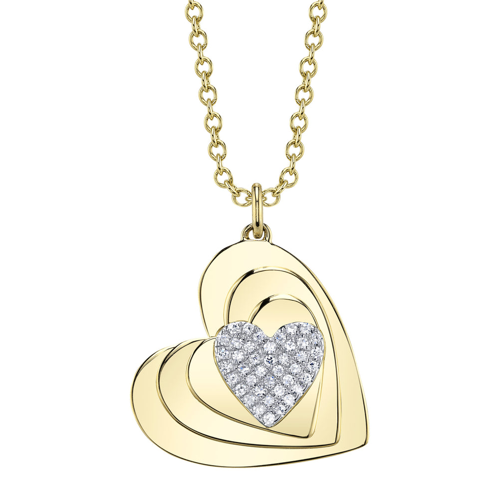 0.09Ct 14K Y/G Diamond Pave Heart Necklace