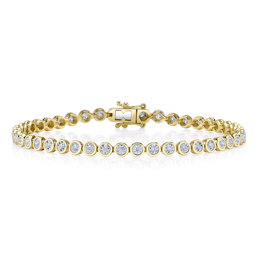 0.65Ct 14K Y/G Diamond Bezel Stella Tennis Bracelet