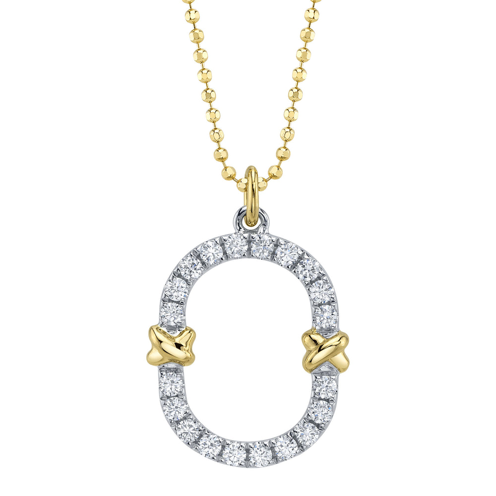 0.31Ct 14K2T Y/W Diamond Oval Faceted Ball Chain Necklace