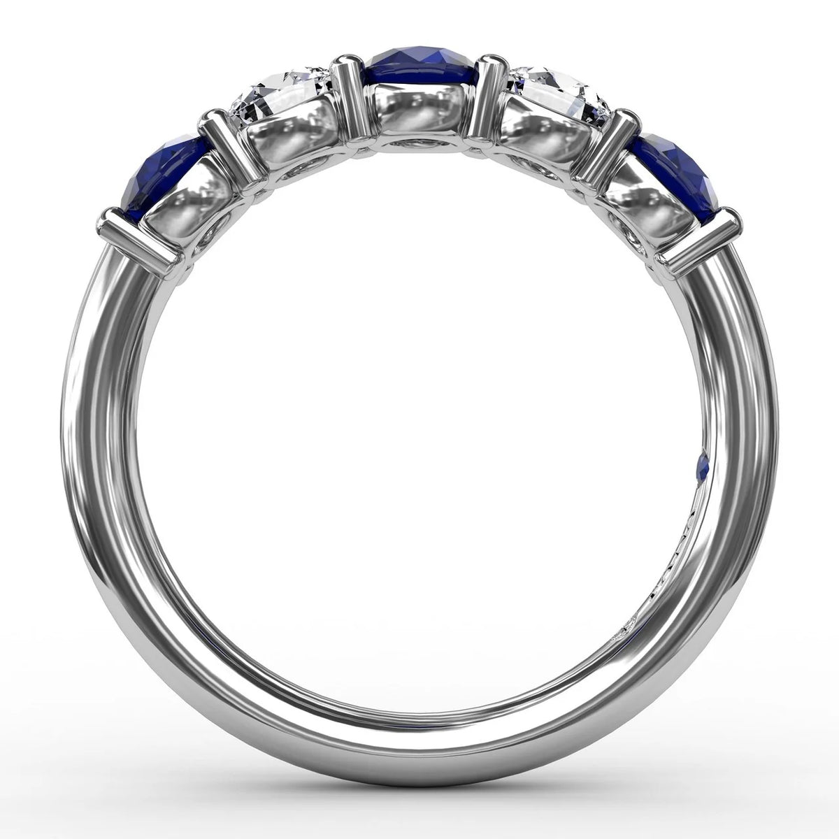 Chunky Sapphire and Shared Prong Anniversary Band