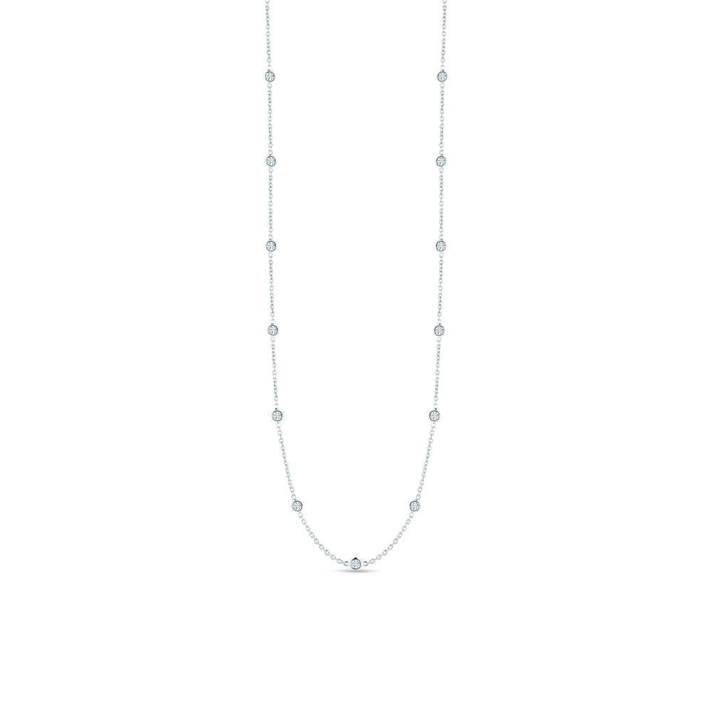 18K WHITE GOLD DIAMONDS BY THE INCH 15 STATION NECKLACE