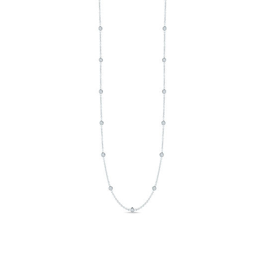 18K WHITE GOLD DIAMONDS BY THE INCH 15 STATION NECKLACE