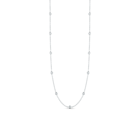18KT GOLD 21 STATION LONG DIAMOND NECKLACE