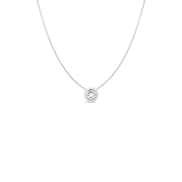 18K WHITE GOLD DIAMONDS BY THE INCH SINGLE BEZEL NECKLACE