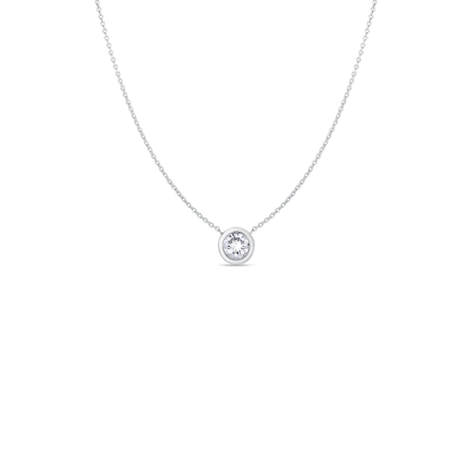 18K WHITE GOLD DIAMONDS BY THE INCH SINGLE BEZEL NECKLACE