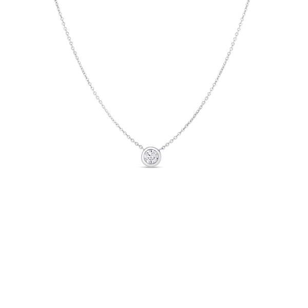 18K WHITE GOLD TINY TREASURES SINGLE DIAMOND BEZEL NECKLACE