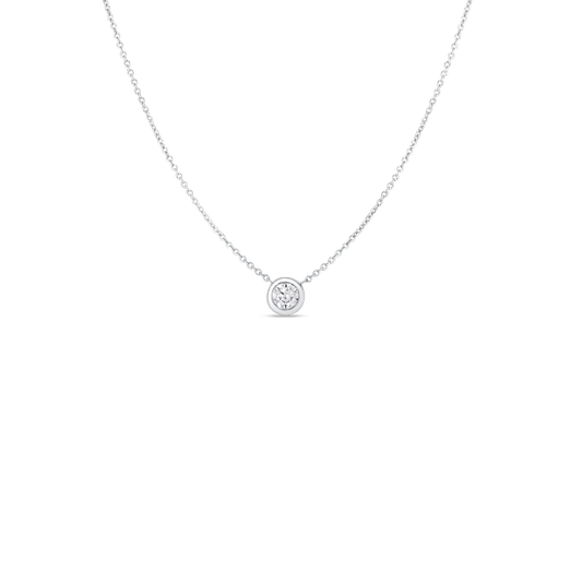 18K WHITE GOLD TINY TREASURES SINGLE DIAMOND BEZEL NECKLACE