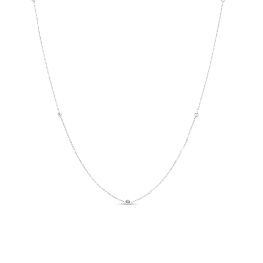 18K WHITE GOLD DIAMONDS BY THE INCH 11 STATION NECKLACE