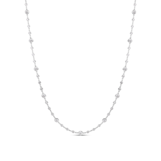 18K ENDLESS BEZEL SET DIAMOND NECKLACE - 18K White Gold
