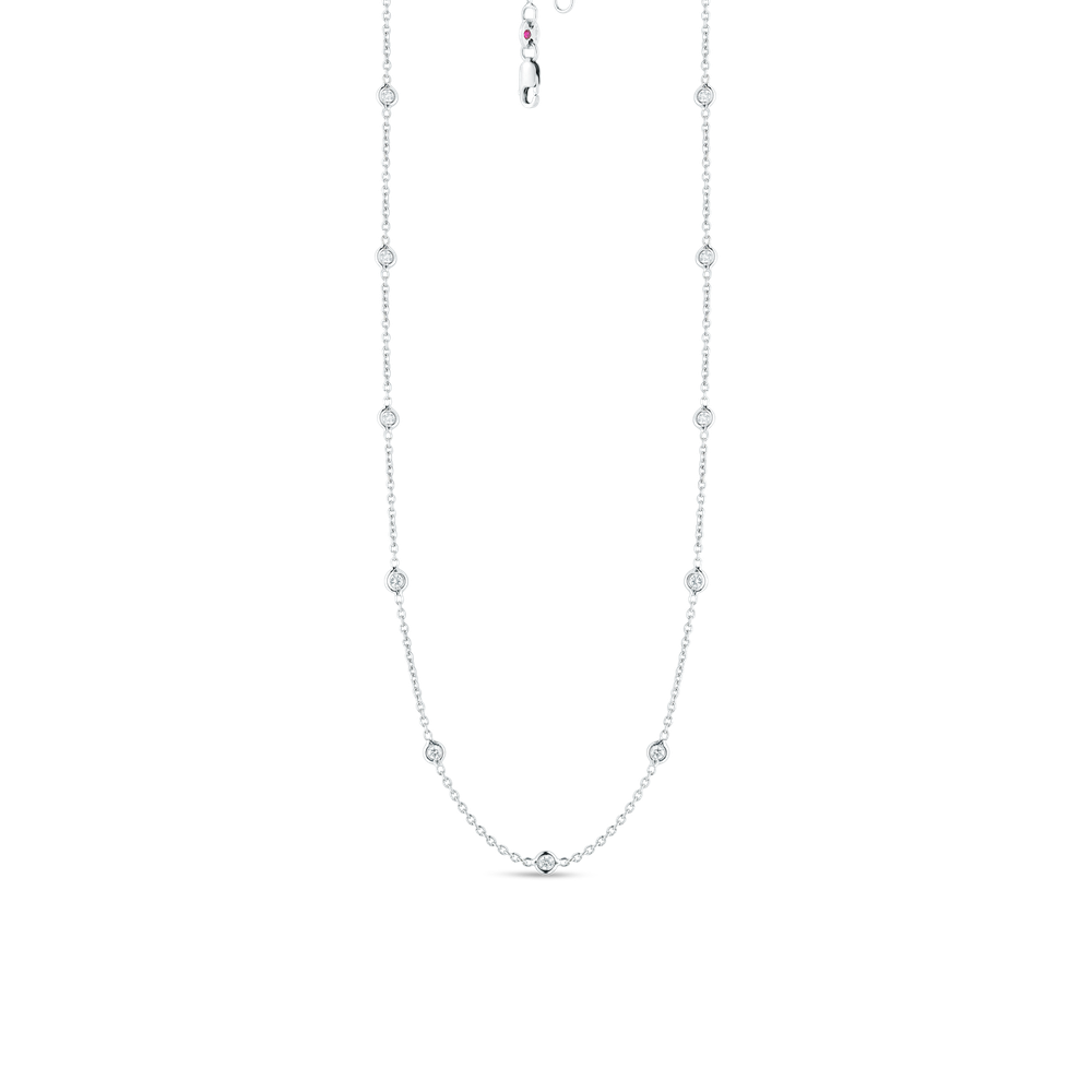 18K WHITE GOLD DIAMONDS BY THE INCH 19 STATION NECKLACE