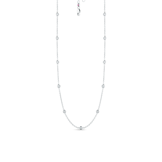 18K WHITE GOLD DIAMONDS BY THE INCH 19 STATION NECKLACE