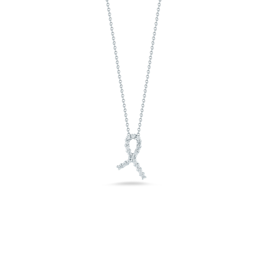18K WHITE GOLD TINY TREASURES DIAMOND RIBBON OF HOPE NECKLACE
