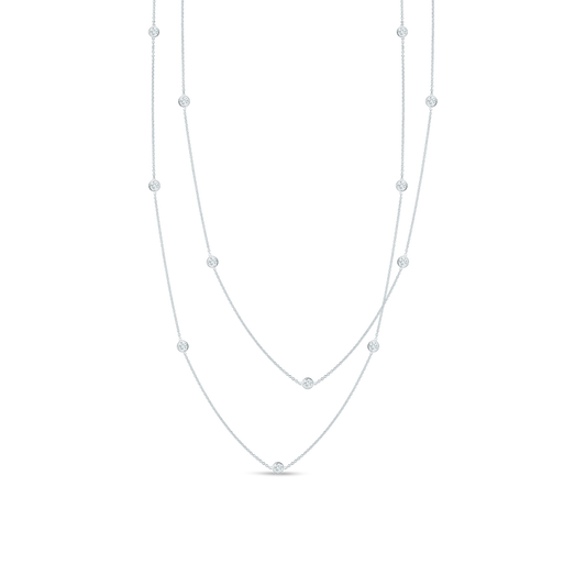 18K GOLD DIAMONDS BY THE INCH 15 STATION NECKLACE - 18K White Gold