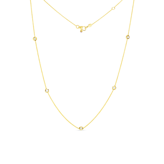18K GOLD DIAMONDS BY THE INCH 5 STATION NECKLACE - 18K Yellow Gold