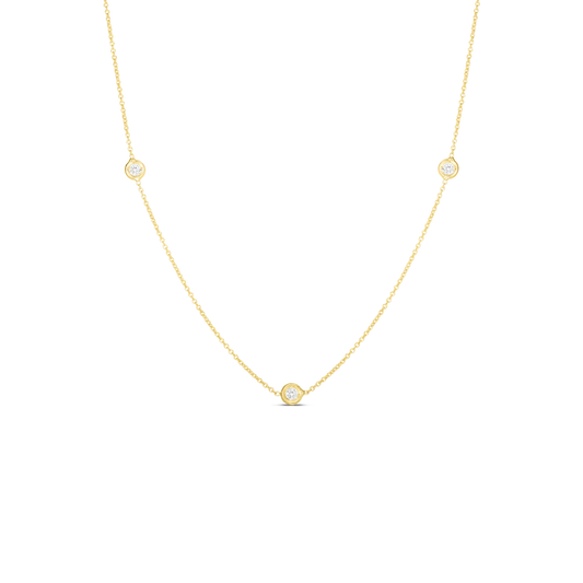 18K GOLD DIAMONDS BY THE INCH 3 STATION NECKLACE - 18K Yellow Gold