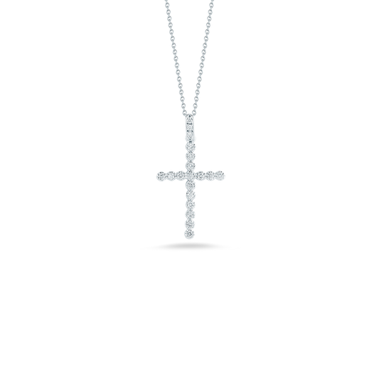18K White Cross Pendant with Diamonds