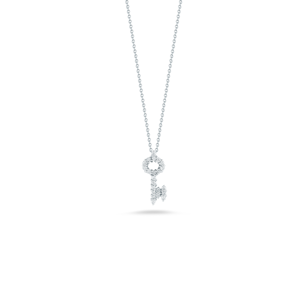 18K WHITE GOLD TINY TREASURES DIAMOND KEY NECKLACE