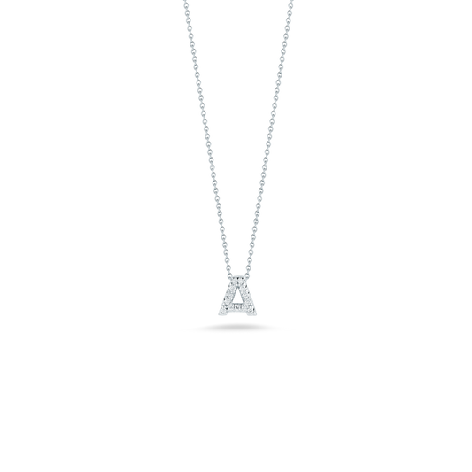 18K WHITE GOLD TINY TREASURES DIAMOND LOVE LETTER "A" NECKLACE