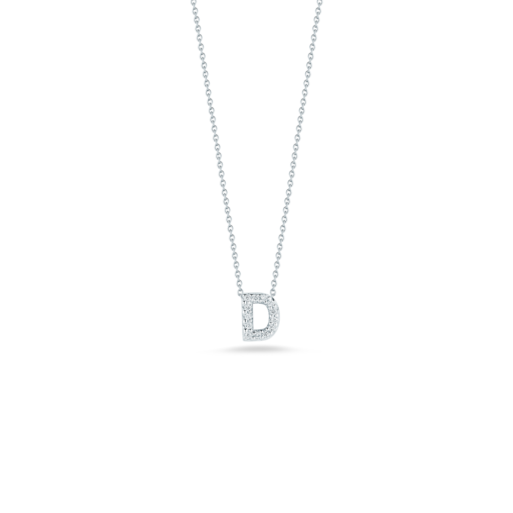 18K WHITE GOLD TINY TREASURES DIAMOND LOVE LETTER "D" NECKLACE