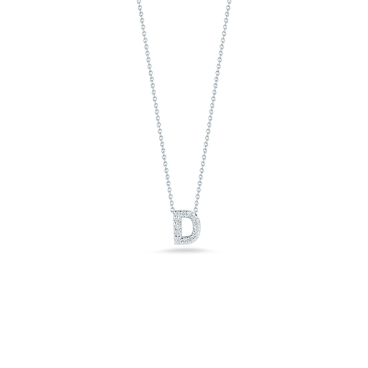 18K WHITE GOLD TINY TREASURES DIAMOND LOVE LETTER "D" NECKLACE