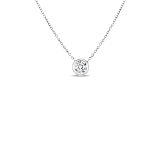 18K WHITE GOLD DIAMONDS BY THE INCH BEZEL SET SOLITAIRE NECKLACE