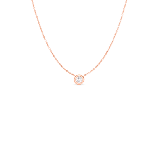 18K ROSE GOLD DIAMONDS BY THE INCH BEZEL SET SOLITAIRE NECKLACE