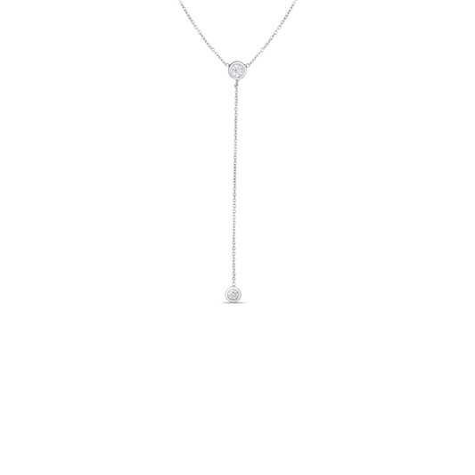 18K WHITE GOLD DIAMONDS BY THE INCH DANGLE BEZEL NECKLACE