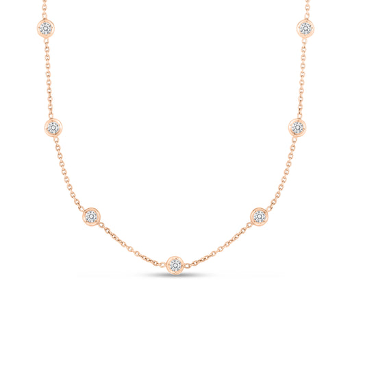 18K ROSE GOLD DIAMONDS BY THE INCH 15 STATION NECKLACE