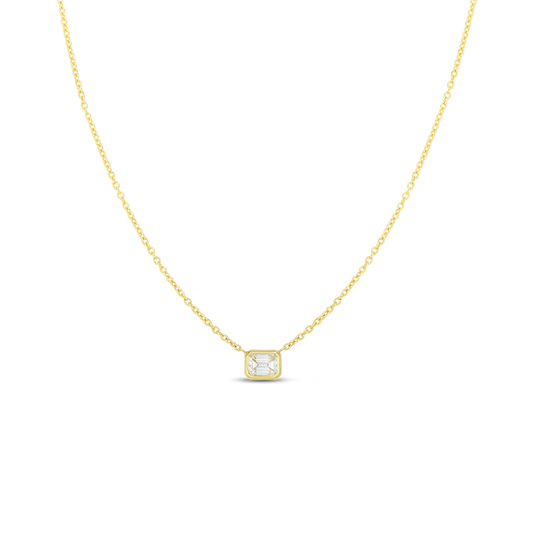 18K GOLD DIAMONDS BY THE INCH EMERALD CUT NECKLACE - 18K Yellow Gold
