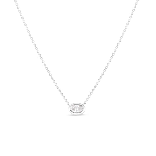 18K WHITE GOLD DIAMONDS BY THE INCH OVAL NECKLACE