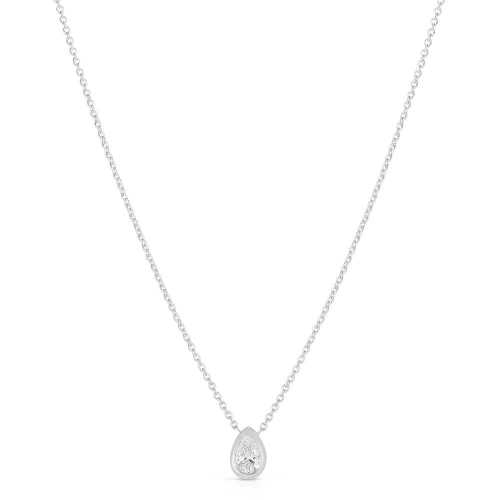 18K WHITE GOLD TINY TREASURE PEARSHAPE DIAMOND NECKLACE